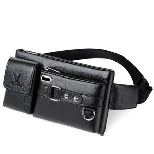 Men's PU Leather Waist Pack Fanny Bag Crossbody Black/Brown