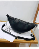 Women Solid Waist Fanny Pack PU Leather Money Belt Travel Bag