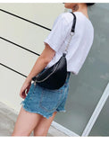 Women Solid Waist Fanny Pack PU Leather Money Belt Travel Bag