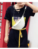 Women Solid Waist Fanny Pack PU Leather Money Belt Travel Bag