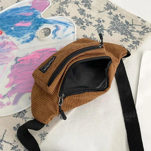 Corduroy Small Bag Female Phone Chest Bag Fanny Pack Crossbody Waist Bag