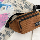 Corduroy Small Bag Female Phone Chest Bag Fanny Pack Crossbody Waist Bag