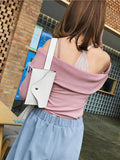 Women Leather Belt Bag Pure Ring PU Messenger Shoulder Chest Pouch
