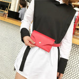 Women Leather Belt Bag Pure Ring PU Messenger Shoulder Chest Pouch