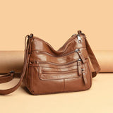 Soft Leather Shoulder Bags Multi-Layer Crossbody Handbag Purse