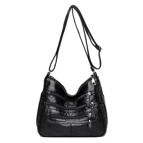 Soft Leather Shoulder Bags Multi-Layer Crossbody Handbag Purse