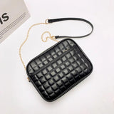 Diamond Chain Crossbody Bag PU Leather Shoulder Messenger Handbag