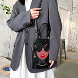 Funny PU Handbag Women Shoulder Satchel Purse for Girls