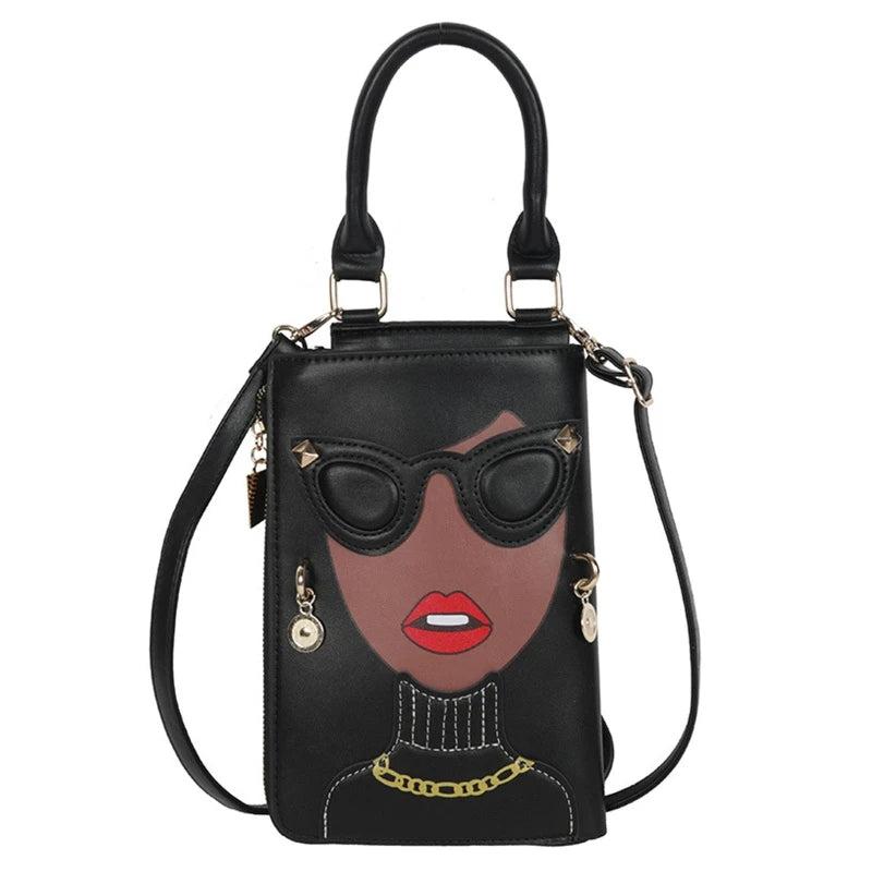 Funny PU Handbag Women Shoulder Satchel Purse for Girls
