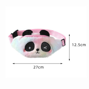 Cartoon Panda Pattern Kids Waist Bag Plush Fanny Pack