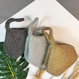 Rhinestones Hobos Handbag Small Evening Bags Clutch Zipper Pocket Purse