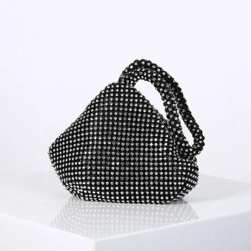 Rhinestones Hobos Handbag Small Evening Bags Clutch Zipper Pocket Purse