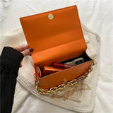 Square Leather Women Shoulder Bag Chain Handbag Ladies Evening Bag