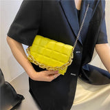 Square Leather Women Shoulder Bag Chain Handbag Ladies Evening Bag