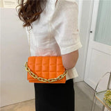 Square Leather Women Shoulder Bag Chain Handbag Ladies Evening Bag