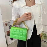 Square Leather Women Shoulder Bag Chain Handbag Ladies Evening Bag