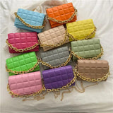 Square Leather Women Shoulder Bag Chain Handbag Ladies Evening Bag