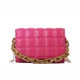 Square Leather Women Shoulder Bag Chain Handbag Ladies Evening Bag