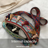 Ethnic Style Waist Bag with Adjustable Strap Fanny Pack with Fringe Decor