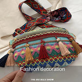 Ethnic Style Waist Bag with Adjustable Strap Fanny Pack with Fringe Decor