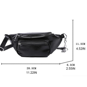 Unisex PU Leather Sling Bag Chain Chest Pouch Waist Pack