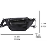 Unisex PU Leather Sling Bag Chain Chest Pouch Waist Pack