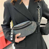 Rhinestone Fanny Waist Bag Diamond Chain Shoulder Messenger Bum Belt Phone Purse