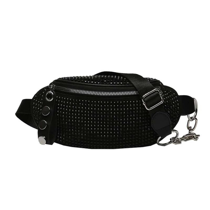 Rhinestone Fanny Waist Bag Diamond Chain Shoulder Messenger Bum Belt Phone Purse