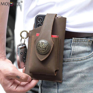 Leather Male Fanny Packs Vintage Waist Pack Cellphone Wallet