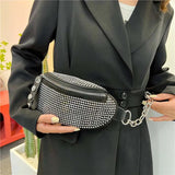 Rhinestone Waist Bag Diamond Fanny Pack Chain Belt Bags Bling Bum Bag