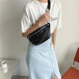 Women's Cartoon Embossed Leather Waist Bag Mini Crossbody Handbag Fanny Pack