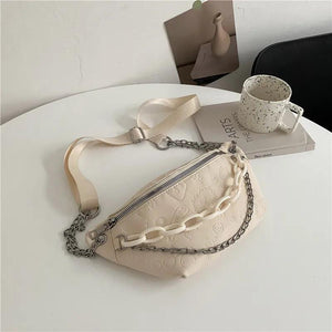 Women's Cartoon Embossed Leather Waist Bag Mini Crossbody Handbag Fanny Pack