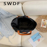 Japanese Tote Oxford Cloth Shoulder Bag for Women Large Student Casual Handbag