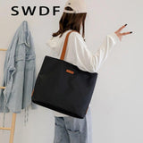 Japanese Tote Oxford Cloth Shoulder Bag for Women Large Student Casual Handbag