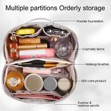 Large Capacity Waterproof PU Leather Makeup Bag with Handle and Divider