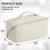 Large Capacity Waterproof PU Leather Makeup Bag with Handle and Divider