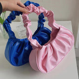 Solid Cloud Pleated Handlebags for Women PU Bags Leisure Armpit Bag