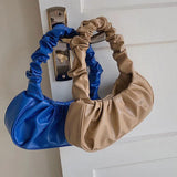 Solid Cloud Pleated Handlebags for Women PU Bags Leisure Armpit Bag