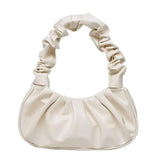 Solid Cloud Pleated Handlebags for Women PU Bags Leisure Armpit Bag