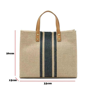 Vintage Striped Tote Bag Briefcase Style
