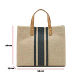 Vintage Striped Tote Bag Briefcase Style