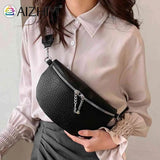 Waist Bag PU Leather Women Handbags Ethnic Style Straps Adjustable for Weekend