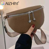Waist Bag PU Leather Women Handbags Ethnic Style Straps Adjustable for Weekend