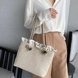 Women's Casual Straw Handbag Large Capacity Portable Shoulder Bag