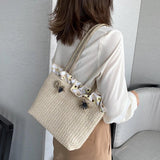 Women's Casual Straw Handbag Large Capacity Portable Shoulder Bag