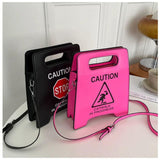 Chic Caution Letters Crossbody Bag