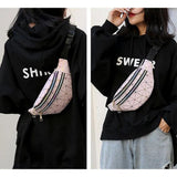 Laser Patchwork Fanny Pack Women Belt Bag Female Handbags