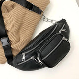 Women Faux Leather Waist Bag Cell Phone Belt Bag Fanny Pack Bum Bag