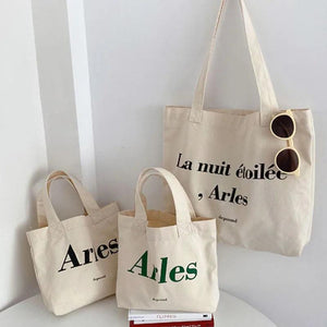 Casual Shoulder Bag Large Capacity Letter Printed Handbag Canvas Tote