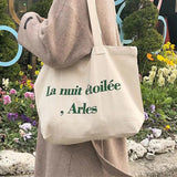 Casual Shoulder Bag Large Capacity Letter Printed Handbag Canvas Tote